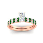 Load image into Gallery viewer, radiant-cut-french-pave-emerald-wedding-ring-set-in-rose-gold-FD11408RAGEMGRANGLE5-NL-RG?v=1763104320