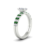Load image into Gallery viewer, radiant-cut-french-pave-emerald-wedding-ring-set-in-white-gold-FD11408RAGEMGRANGLE2-NL-WG_43439e7e-145b-4499-bacd-703769a125bc?v=1763104462
