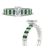 Load image into Gallery viewer, radiant-cut-french-pave-emerald-wedding-ring-set-in-white-gold-FD11408RAGEMGRANGLE3-NL-WG?v=1763104319
