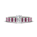 Load image into Gallery viewer, radiant-cut-french-pave-pink-sapphire-wedding-ring-set-in-white-gold-FD11408RAGSADRPI-NL-WG?v=1763104320