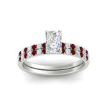 Load image into Gallery viewer, radiant-cut-french-pave-ruby-wedding-ring-set-in-white-gold-FD11408RAGRUDRANGLE5-NL-WG?v=1763104319