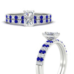 Load image into Gallery viewer, radiant-cut-french-pave-sapphire-wedding-ring-set-in-white-gold-FD11408RAGSABLANGLE3-NL-WG?v=1763104319