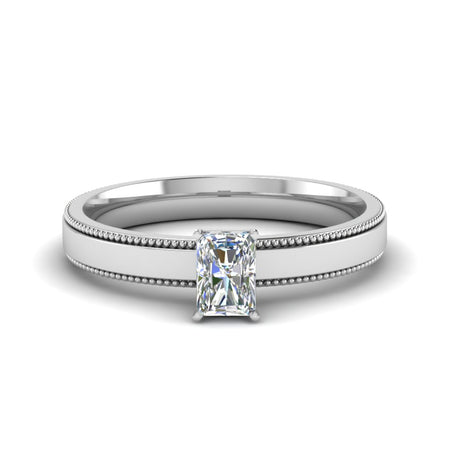 Milgrain Edge Radiant Cut Solitaire Engagement Ring