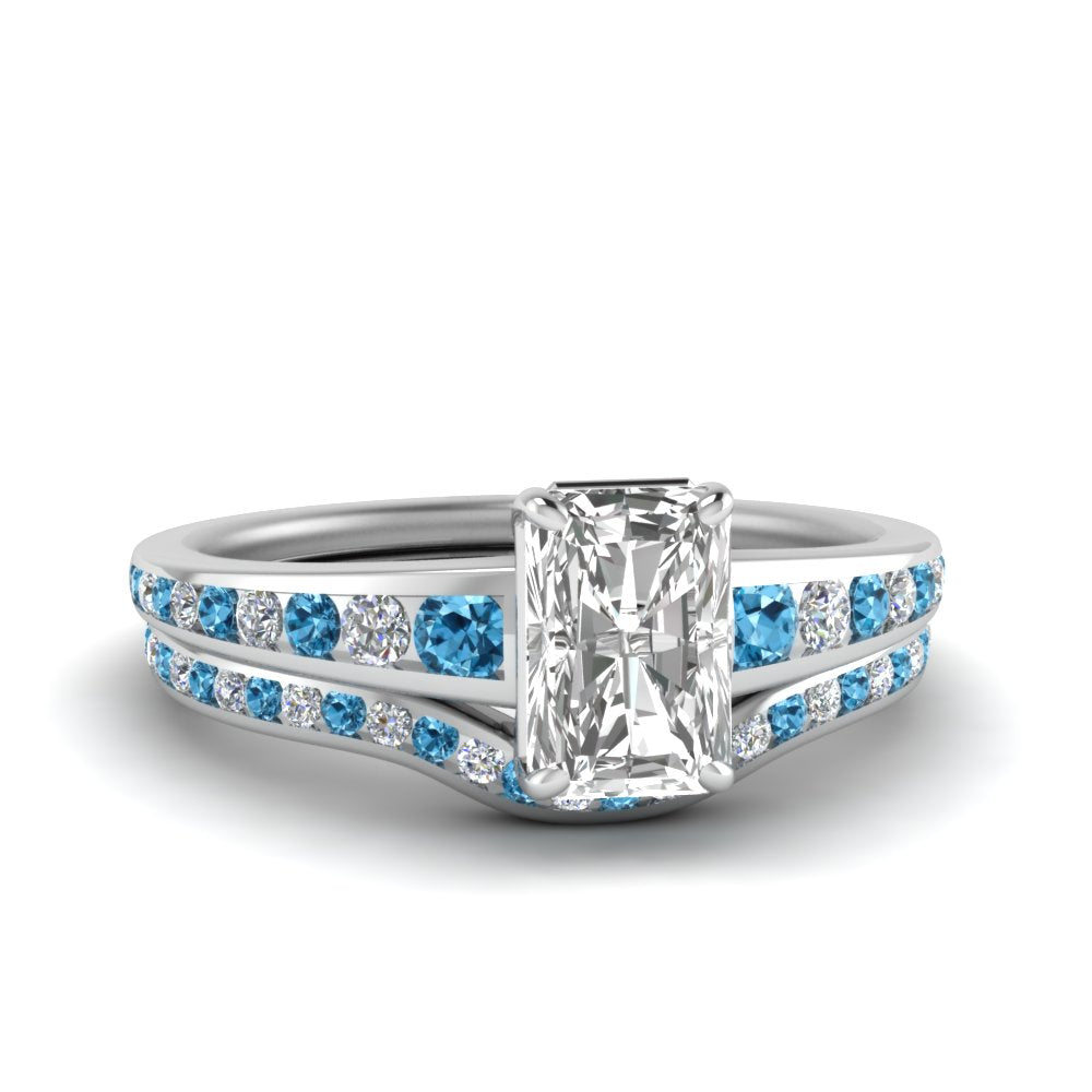 radiant-cut-graduated-channel-diamond-wedding-set-with-blue-topaz-in-FD122866RAGICBLTO-NL-WG