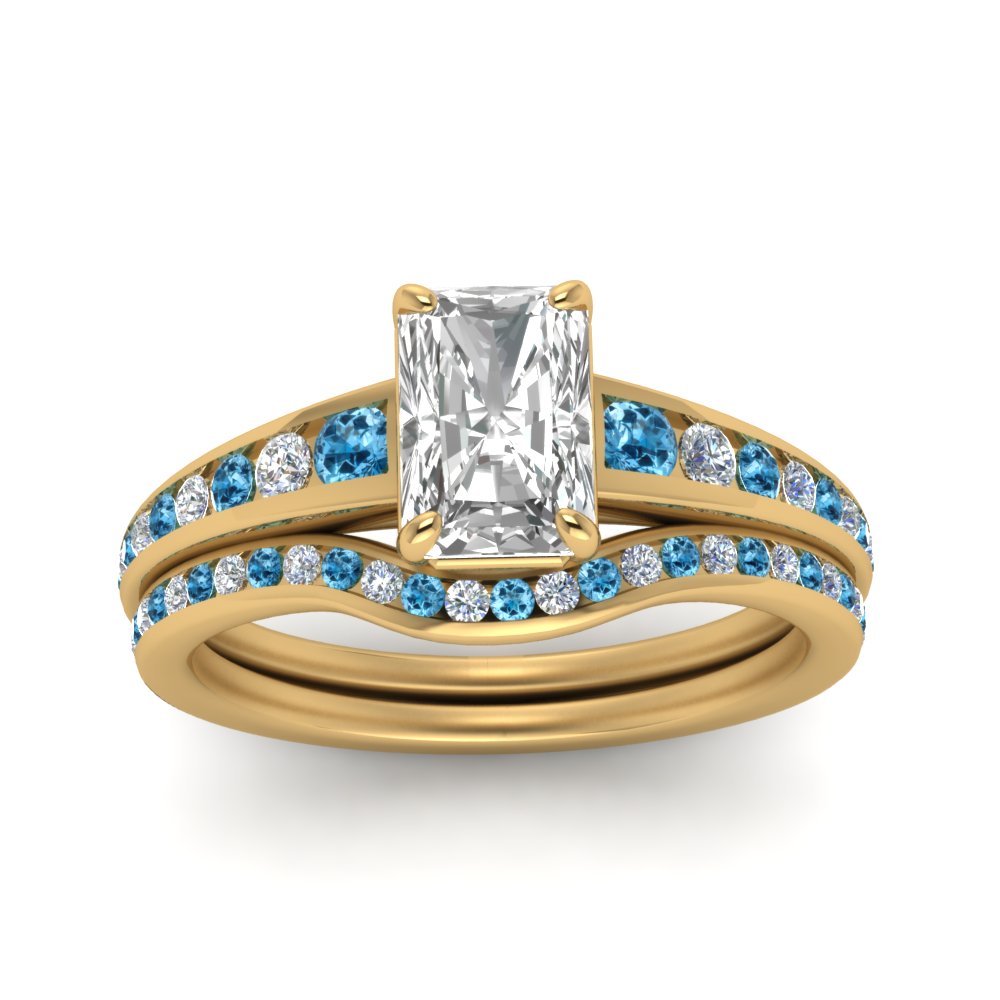 radiant-cut-graduated-channel-diamond-wedding-set-with-blue-topaz-in-FD122866RAGICBLTO-NL-YG