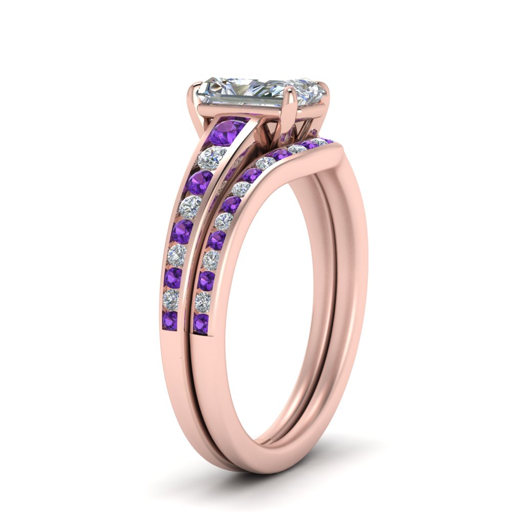 radiant-cut-graduated-channel-diamond-wedding-set-with-purple-topaz-in-FD122866RAGVITO-NL-RG