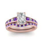 Load image into Gallery viewer, radiant-cut-graduated-channel-diamond-wedding-set-with-purple-topaz-in-FD122866RAGVITO-NL-RG
