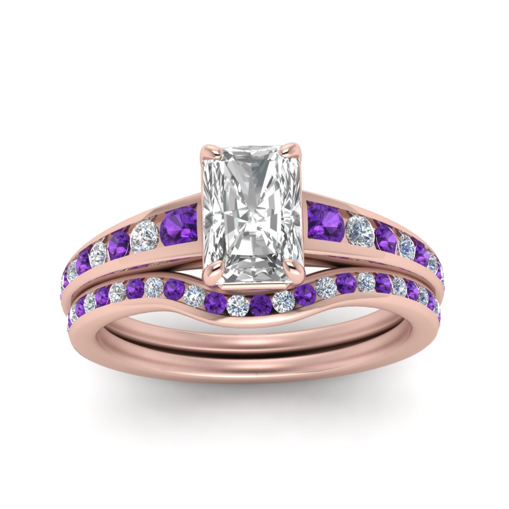 radiant-cut-graduated-channel-diamond-wedding-set-with-purple-topaz-in-FD122866RAGVITO-NL-RG