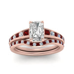 Load image into Gallery viewer, radiant-cut-graduated-channel-diamond-wedding-set-with-ruby-in-FD122866RAGRUDR-NL-RG
