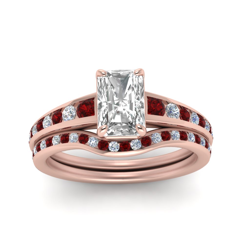 radiant-cut-graduated-channel-diamond-wedding-set-with-ruby-in-FD122866RAGRUDR-NL-RG