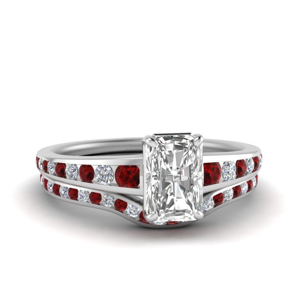 radiant-cut-graduated-channel-diamond-wedding-set-with-ruby-in-FD122866RAGRUDR-NL-WG