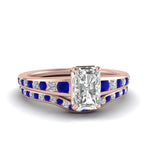 Load image into Gallery viewer, radiant-cut-graduated-channel-diamond-wedding-set-with-sapphire-in-FD122866RAGSABL-NL-RG
