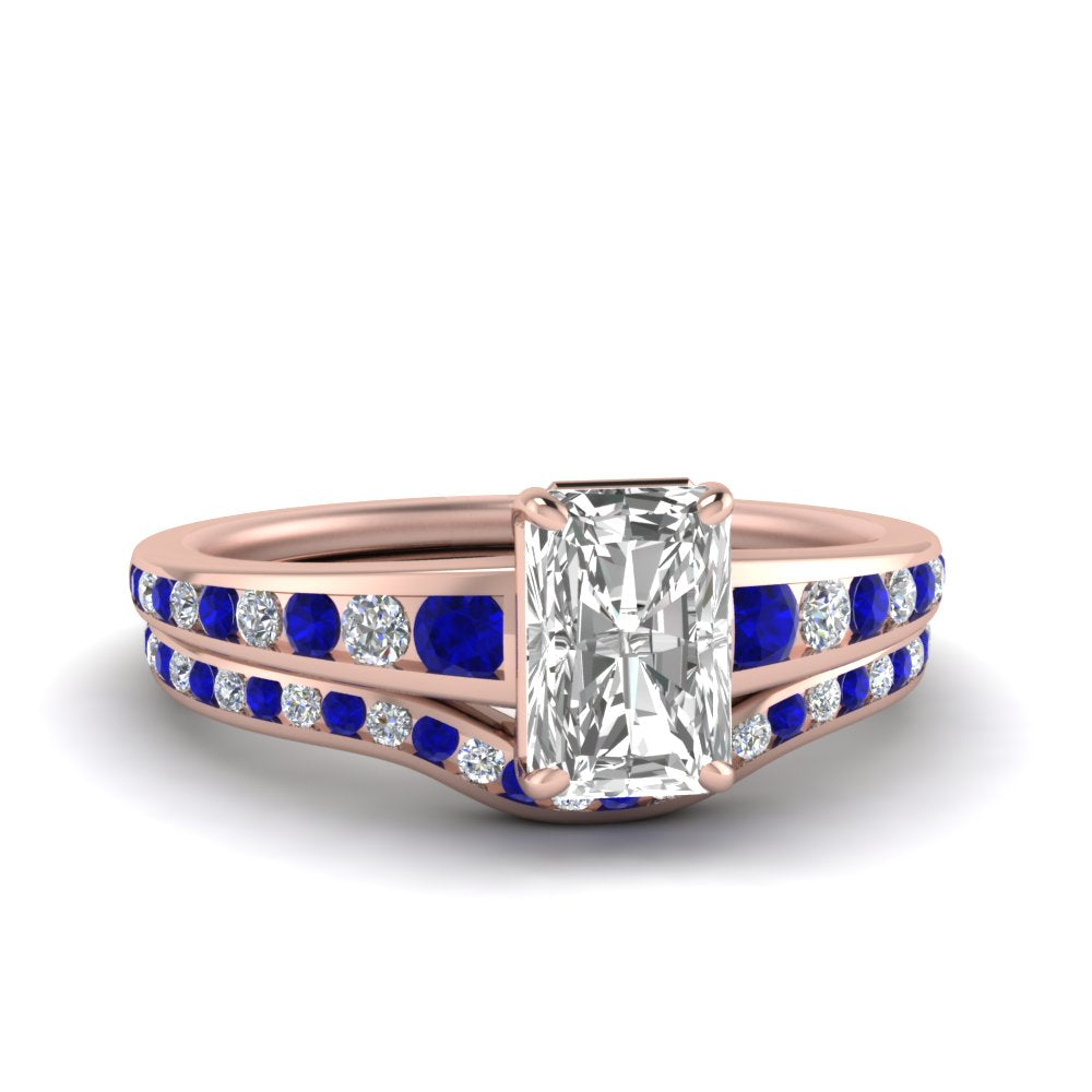 radiant-cut-graduated-channel-diamond-wedding-set-with-sapphire-in-FD122866RAGSABL-NL-RG