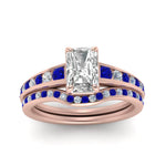 Load image into Gallery viewer, radiant-cut-graduated-channel-diamond-wedding-set-with-sapphire-in-FD122866RAGSABL-NL-RG
