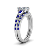 Load image into Gallery viewer, radiant-cut-graduated-channel-diamond-wedding-set-with-sapphire-in-FD122866RAGSABL-NL-WG
