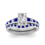 Load image into Gallery viewer, radiant-cut-graduated-channel-diamond-wedding-set-with-sapphire-in-FD122866RAGSABL-NL-WG

