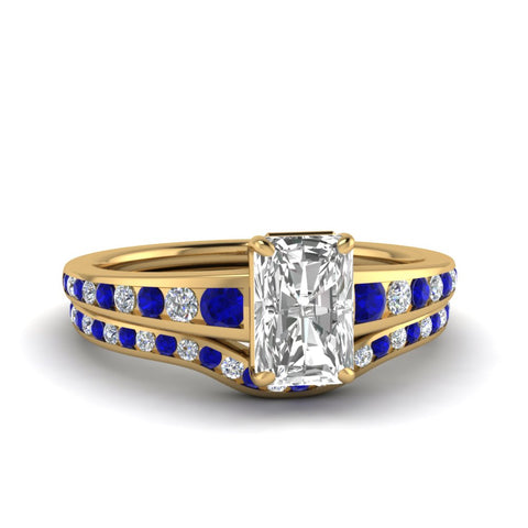 radiant-cut-graduated-channel-diamond-wedding-set-with-sapphire-in-FD122866RAGSABL-NL-YG