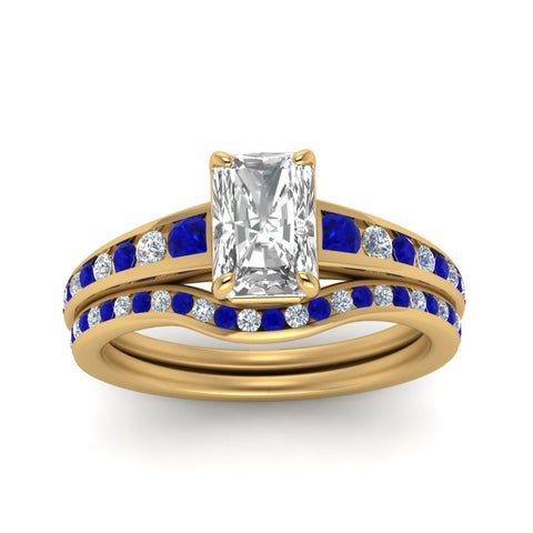 radiant-cut-graduated-channel-diamond-wedding-set-with-sapphire-in-FD122866RAGSABL-NL-YG