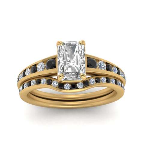 radiant-cut-graduated-channel-wedding-set-with-black-diamond-in-FD122866RAGBLACK-NL-YG