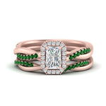 Load image into Gallery viewer, radiant-cut-halo-emerald-infinity-bridal-set-in-rose-gold-FD9212RAGEMGR-NL-RG-B2.jpg
