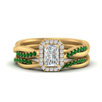 Load image into Gallery viewer, radiant-cut-halo-emerald-infinity-bridal-set-in-yellow-gold-FD9212RAGEMGR-NL-YG-B2.jpg