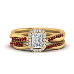 Load image into Gallery viewer, radiant-cut-halo-ruby-infinity-bridal-set-in-yellow-gold-FD9212RAGRUDR-NL-YG-B2.jpg
