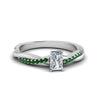 Load image into Gallery viewer, radiant-cut-infinity-twist-diamond-engagement-ring-with-emerald-in-14K-white-gold-FD8253RARGEMGR-NL-WG