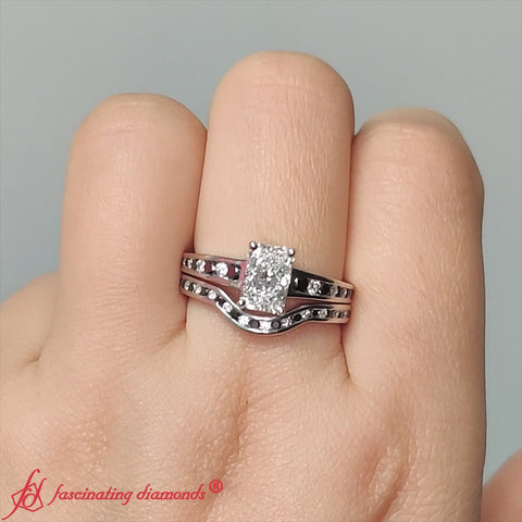 Radiant Diamond Graduated Channel Wedding Set