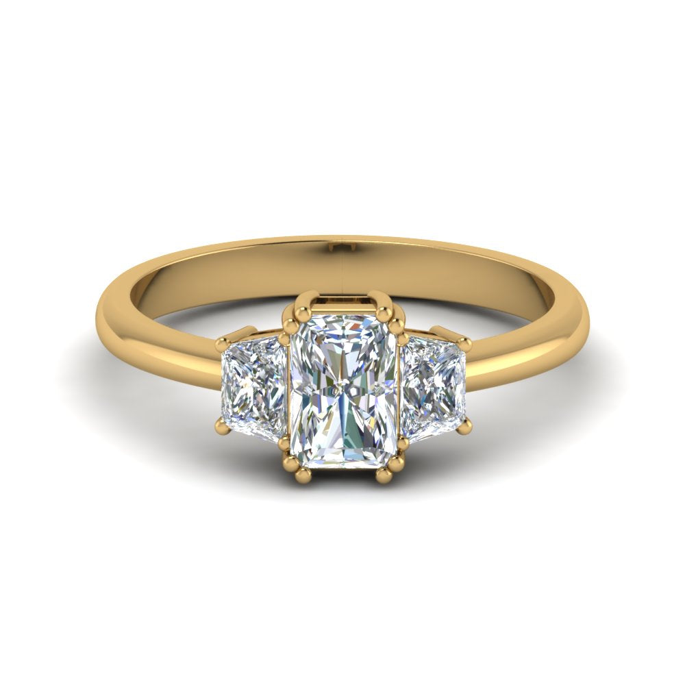 Radiant Cut Lab Grown Three Stone Engagement Ring
