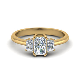 Radiant Cut Lab Grown Three Stone Engagement Ring