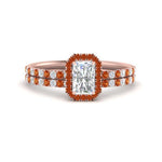 Load image into Gallery viewer, radiant-cut-orange-sapphire-halo-wedding-ring-set-in-rose-gold-FD-8523RAGSAOR-NL-RG