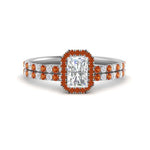 Load image into Gallery viewer, radiant-cut-orange-sapphire-halo-wedding-ring-set-in-white-gold-FD-8523RAGSAOR-NL-WG
