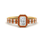 Load image into Gallery viewer, radiant-cut-orange-sapphire-halo-wedding-ring-set-in-yellow-gold-FD-8523RAGSAOR-NL-YG
