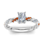 Load image into Gallery viewer, radiant-cut-orange-sapphire-twisted-vine-engagement-ring-in-white-gold-FD9127RARGSAORANGLE5-NL-WG
