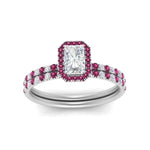 Load image into Gallery viewer, radiant-cut-pink-sapphire-halo-wedding-ring-set-in-white-gold-FD-8523RAGSADRPI-NL-WG
