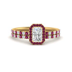 Load image into Gallery viewer, radiant-cut-pink-sapphire-halo-wedding-ring-set-in-yellow-gold-FD-8523RAGSADRPI-NL-YG