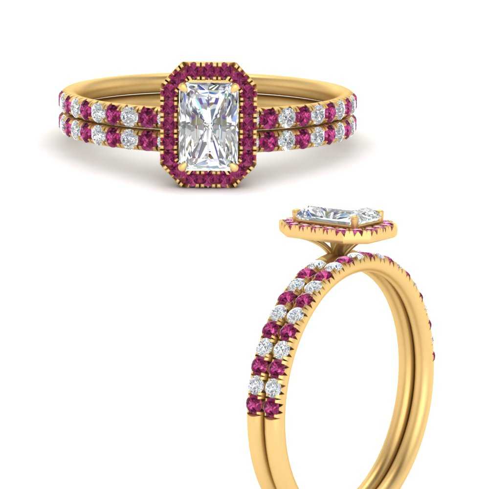 radiant-cut-pink-sapphire-halo-wedding-ring-set-in-yellow-gold-FD-8523RAGSADRPI-NL-YG