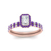 Load image into Gallery viewer, radiant-cut-purple-topaz-halo-wedding-ring-set-in-rose-gold-FD-8523RAGVITO-NL-RG
