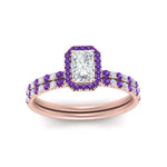 Load image into Gallery viewer, radiant-cut-purple-topaz-halo-wedding-ring-set-in-rose-gold-FD-8523RAGVITO-NL-RG
