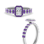 Load image into Gallery viewer, radiant-cut-purple-topaz-halo-wedding-ring-set-in-white-gold-FD-8523RAGVITO-NL-WG