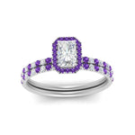 Load image into Gallery viewer, radiant-cut-purple-topaz-halo-wedding-ring-set-in-white-gold-FD-8523RAGVITO-NL-WG
