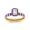 Load image into Gallery viewer, radiant-cut-purple-topaz-halo-wedding-ring-set-in-yellow-gold-FD-8523RAGVITO-NL-YG
