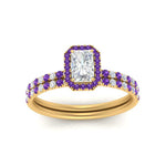 Load image into Gallery viewer, radiant-cut-purple-topaz-halo-wedding-ring-set-in-yellow-gold-FD-8523RAGVITO-NL-YG

