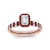 Load image into Gallery viewer, radiant-cut-ruby-halo-wedding-ring-set-in-rose-gold-FD-8523RAGRUDR-NL-RG