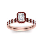 Load image into Gallery viewer, radiant-cut-ruby-halo-wedding-ring-set-in-rose-gold-FD-8523RAGRUDR-NL-RG
