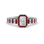 Load image into Gallery viewer, radiant-cut-ruby-halo-wedding-ring-set-in-white-gold-FD-8523RAGRUDR-NL-WG
