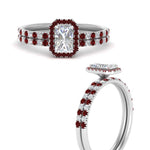 Load image into Gallery viewer, radiant-cut-ruby-halo-wedding-ring-set-in-white-gold-FD-8523RAGRUDR-NL-WG
