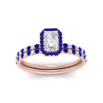 Load image into Gallery viewer, radiant-cut-sapphire-halo-wedding-ring-set-in-rose-gold-FD-8523RAGSABL-NL-RG
