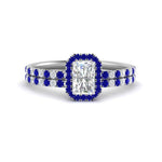 Load image into Gallery viewer, radiant-cut-sapphire-halo-wedding-ring-set-in-white-gold-FD-8523RAGSABL-NL-WG