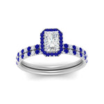 Load image into Gallery viewer, radiant-cut-sapphire-halo-wedding-ring-set-in-white-gold-FD-8523RAGSABL-NL-WG